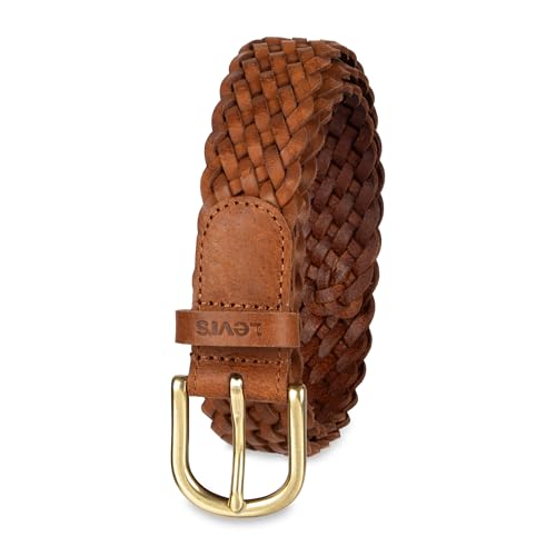 Levi's Women's Fully Adjustable Casual Leather Braided Belt for Jeans and Dresses - color: Tan, size: X-Large