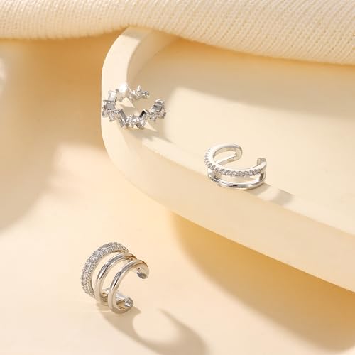 Dochais Ear Cuffs Non-Piercing Earrings for Women Cute Small Clip-On Cartilage Earring 14k Gold Plated Dainty Fake Piercings Earings - style: S3