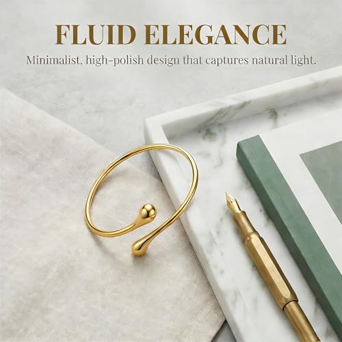 Arm Cuff Bracelet for Women Silver Upper Arm Cuffs Bracelet Water Droplet Shaped Bangles Minimalist Style Fashion Mermaid Costume Jewelry Party Accessory - style: Small Gold Style