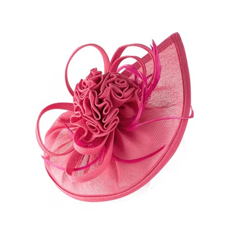 dressfan Fascinator Hat Headpiece Womens Vintage 20s 50s Headband for Derby/Wedding/Cocktail/Wedding/Tea Party - color: Fushia