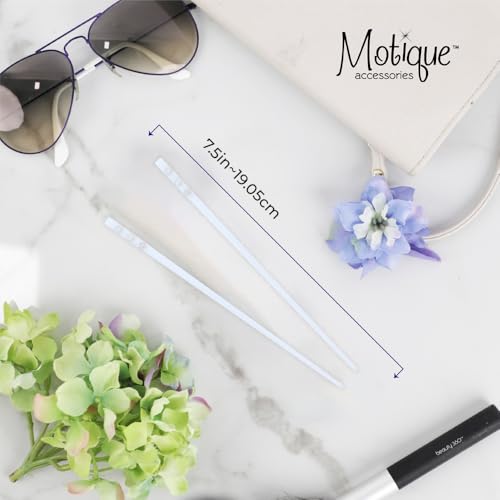 Set of 2 Hair Sticks with 3 Diamonds Chopsticks - White - color: White