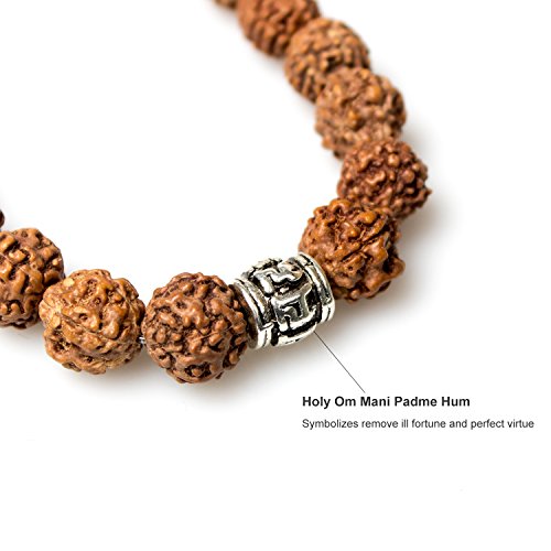108 Mala Beads Necklace 7 Chakra Buddhist Prayer Beaded Bracelet Tree of Life Pendant Stone Yoga Necklace - color: Rudraksha-Buddha-Lotus-1