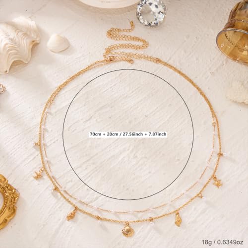Gold Starfish Seashell Waist Chain Belt for Women Boho Mermaid Pearl Body Chain Summer Beach Vacation Bikini Jewelry Accessories - style: Pearl gold