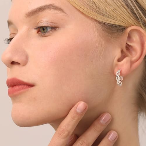 Senteria 925 Sterling Silver Post Hoops Earrings for Women Lightweight Twisted Hoop Earrings With Cubic Zirconia Hypoallergenic Silver Hoops Earrings (20/30/40/50/60MM) - color: silver-20/30mm
