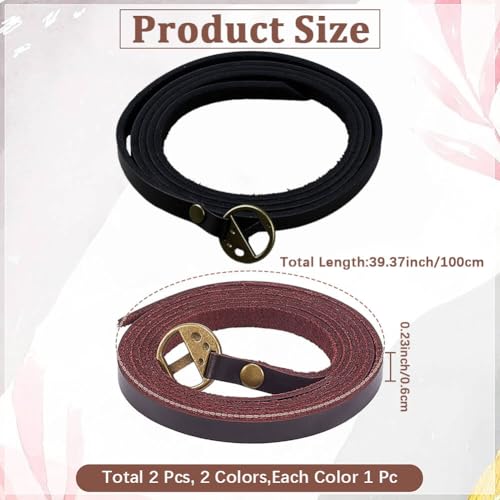 2PCS 2 Colors Vintage Punk Wristlet Bangle Genuine Leather Stackable Cuff Trendy Western Wrap Bracelets Wristband Adjustable Boho Layered Bracelet for Men Women Handmade Jewelry - color: black,brown