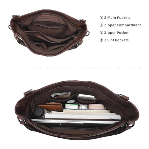 Shoulder Handbags for Women Large Soft Casual PU Leather Hobo Tote Purses - color: B-coffee