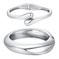 Chunky Gold Bangle Bracelets for Women Trendy 14K Gold Plated Cuff Bracelets Stack, Dainty Gold Bracelet Sets Non Tarnish Fashion Jewelry Gift - style: 2pcs-Silver-BoldTwinDrop