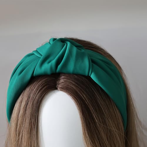 Cloth Wide Knotted Headbands for Women Fashion Headband Non Slip Head Bands Hair Accessories(Dark Green) - color: Dark Green