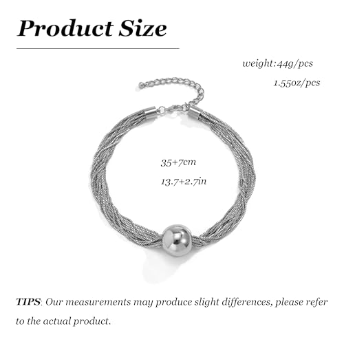 Chunky Chain Necklaces Women Statement Collar Necklace Gold Flat Snake Chain Choker Ribbed Design for Party, Dress Jewelry Gifts - color: B2:Silver Necklace