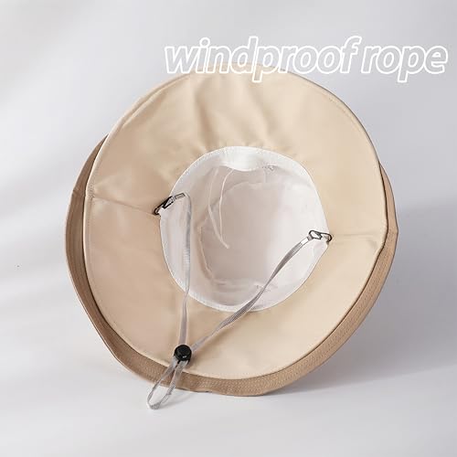 Women Sun Hats Wide Brim Summer Beach Fishing Hats Foldable UV Protection Cap - color: Black