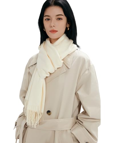 maamgic Women's Winter Scarf Soft Warm Scarf for Women Cozy Shawl Wraps for Women Lightweight Pashmina Style Wrap - color: Solid Ivory