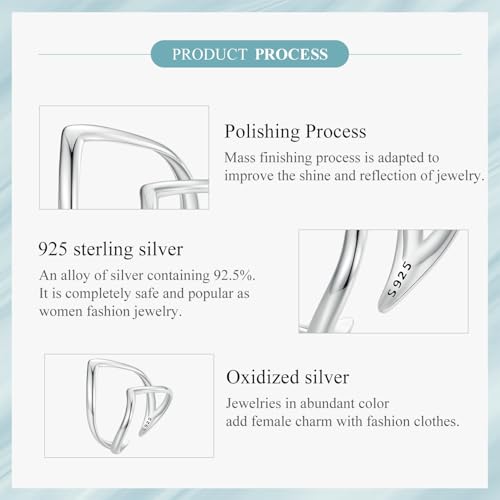 MUNDELL 925 Sterling Silver Simple Multi-layer Leaf Adjustable Ring Green Lucky Leaves Statement Ring for Women Promise Ring Fine Jewelry - color: White