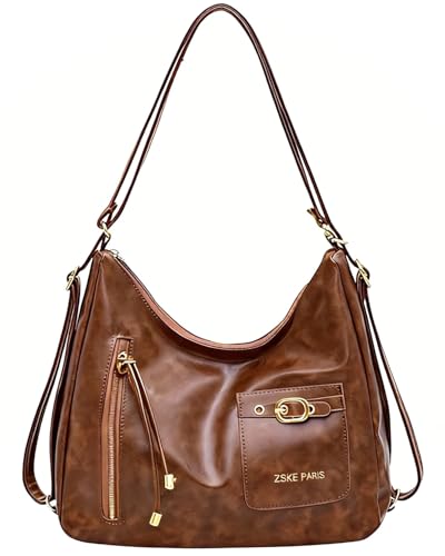 Y2K Trendy Purse for Women, Leather Buckle Punk Hobo Clutch Purses Bags for Ladies Top Handle Shoulder Bag - color: Bigbrown