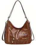 Y2K Trendy Purse for Women, Leather Buckle Punk Hobo Clutch Purses Bags for Ladies Top Handle Shoulder Bag - color: Bigbrown