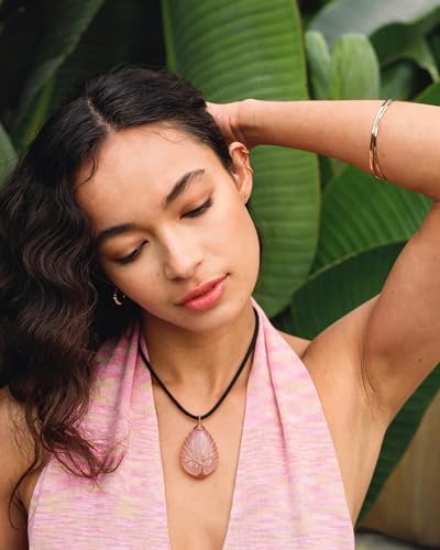 7 Chakra Gemstone Healing Crystals Necklace - Copper Wire Wrapped Natural Unisex Hippie Leather Choker - color: 4. Rose Quartz