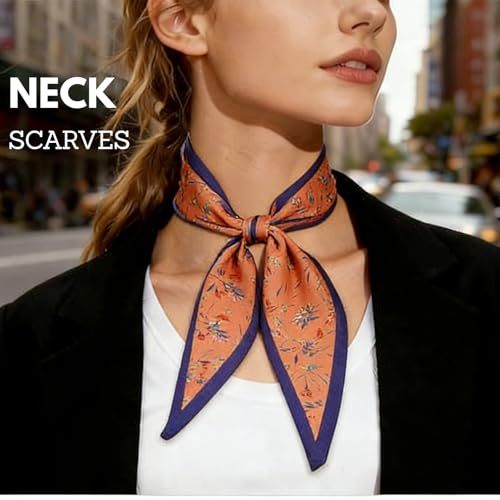 CHLINS 4PCS Satin Head Scarf for Women, Neck Hair Purse Handbag Accessory Fashion Versatile Thin Long Strip Scarf - color: Khaki