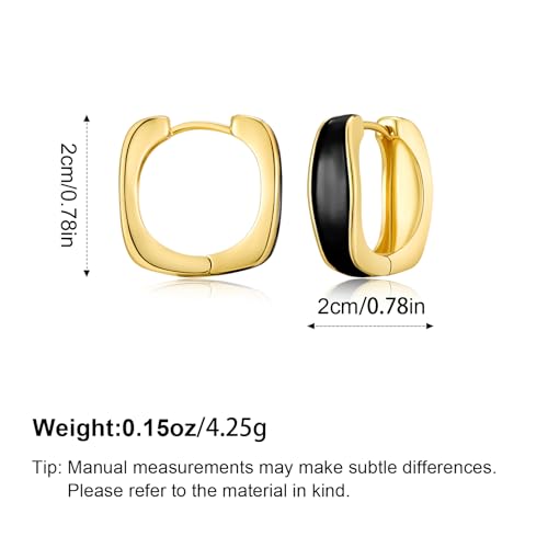 Chunky Hoop Earrings for Women Thick Minimalist Geometric Huggie Hoop Earrings Dainty Thick Y2K Preppy Earrings - style: Square-black