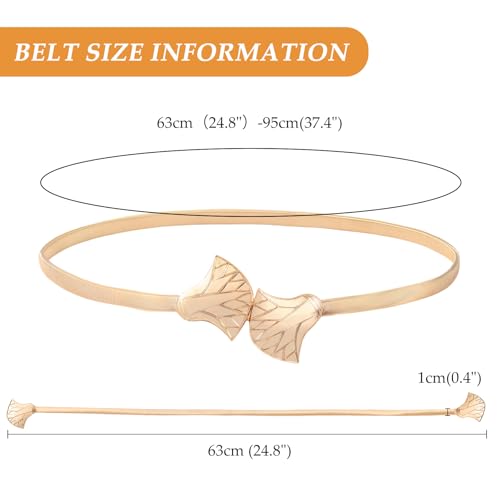 E-Clover Womens Fashion Metal Stretch Waist Skinny Belt Waistband - color: Gold-0023