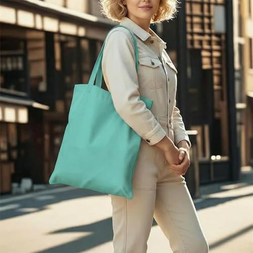 1 Pack Available Premium Canvas Reusable Tote Gift Bags,Made of Natural Canvas with Handle,Work,DIY,Shopping(Lake Green) - color: D1-lake Green 1 Pack
