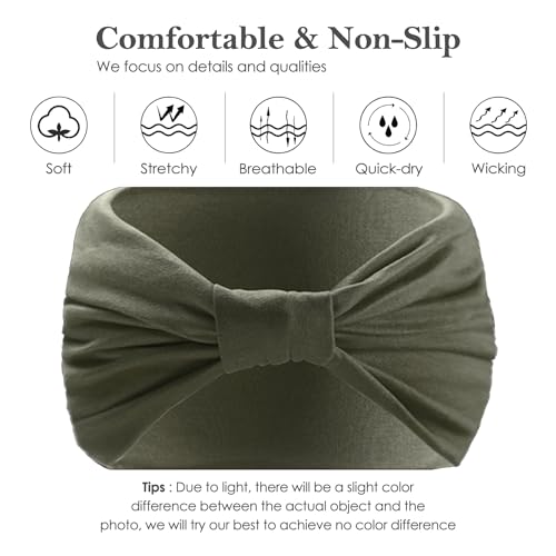 Artilady 7" Wide Headbands for Women Extra Large Stretchy Headwrap Soft Elastic Non Slip Head Bands Sports Yoga Running Hair Bands Boho Turban Hair Accessories 6 PCS - color: Solid color 2