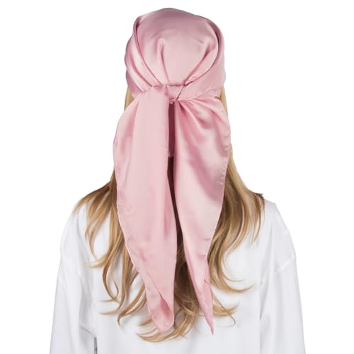 RIIQIICHY 35 Inch Head Scarf for Women Hair Scarf Like Silk Scarf Square Scarf Bandanas for Women - color: Baby Pink