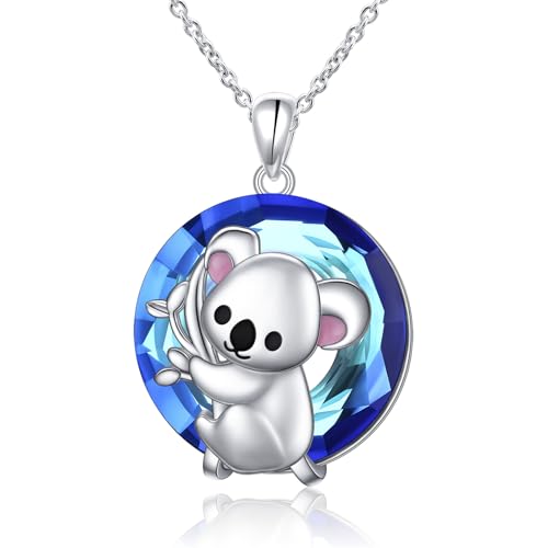 925 Sterling Silver Animal Necklaces Lion/Cat/Phoenix/Bunny/Koalas Necklace Adjustable Chain Animal Lover Pendant Jewelry for Women Men - style: Koala