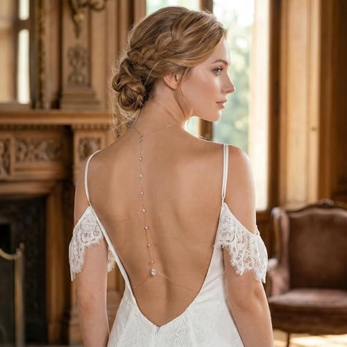 Women's Backdrop Necklace Elegant Bride Body Chain For Women Dainty Back Jewelry Backless Dress Or Wedding Gown Adjustable Women Accessory