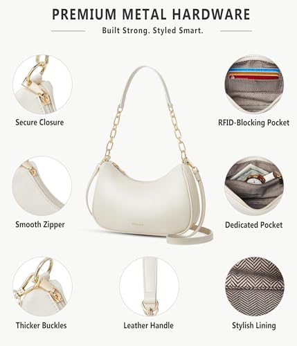 Anti-Theft Shoulder Bag for Women | RFID Crossbody Purse | Lightweight Crescent Hobo Handbag for Travel & Daily Use - color: A-beige