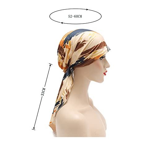 ZLYC Chemo Headwear Pre Tied Head Scarf Headwraps Lightweight Turban Beanie Cap for Women - color: Camo Khaki
