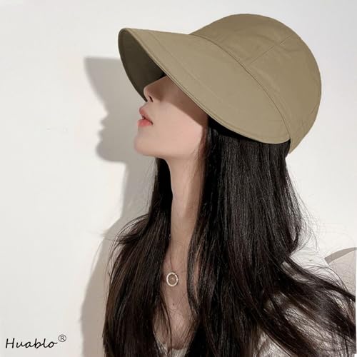 huablo UPF 50+ Womens Sun Hat Wide Brim Sun Hat UV Protection Hiking Fishing Hat Adjustable Head Circumference for Easy Carry - color: Khaki