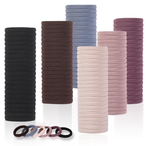 LuSeren 120PCS Soft Hair Ties for Women – No Damage Ouchless Nylon Hair Accessories, Seamless Fabric Ponytail Holders for Daily Use (Natural Colors) - color: Neutrals