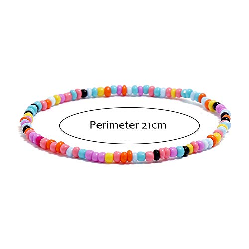 XIJIN 8Pcs Handmade Beaded Anklets for Women Boho Colorful Beads Ankle Bracelets Adjustable Foot Anklet Set - color: I