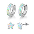 CiNily Huggie Earrings Opal Hinged Hoop Earrings Gold Plated Hypoallergenic Small Hoop Earrings for Women Teen Girls Men Sensitive Ears - color: Silver Plated-White