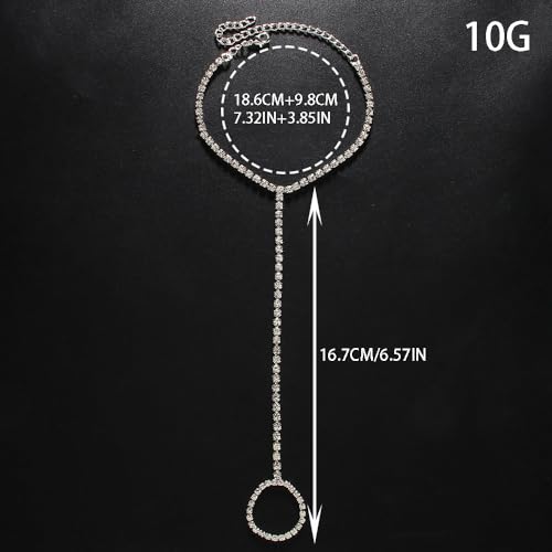 Kokoma Rhinestone Anklet Foot Chain Barefoot Sandals Anklets for Women Shiny CZ Crystal Anklet with Toe Ring Beach Wedding Ankle Bracelets Foot Chain Jewelry for Wedding