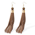 Coiris Boho Leather Layered Tassel Earrings for Women Lightweight Leather Fringe Dangle Earrings Handmade Bohemian Summer Beach Western Drop Earrings for Women - color: Brown