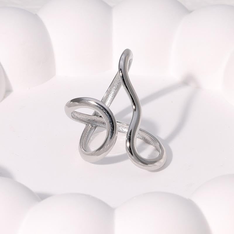 Thumb Rings for Women Chunky Gold Rings for Women Non Tarnish Stainless Steel Adjustable Rings Thumb Silver Ring Wave Curve Ring Dainty Unique Rings - style: 1 - silver