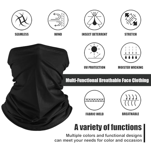 Geyoga 6 Pieces Summer UV Protection Cooling Neck Gaiter Face Clothing Neck Gaiter Mask Scarf Sunscreen Breathable Bandana - color: Black