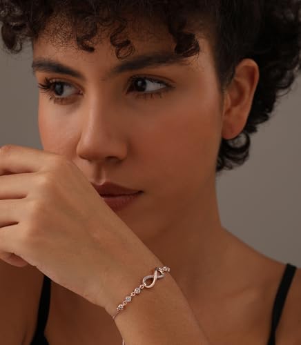 LeCalla 925 Sterling Silver Bolo Bracelet | Women's Italian Handmade Solid Adjustable Bolo Slider Bracelet | Lightweight Chain Bracelet Jewelry for Wife Girlfriend Her - color: Rose Gold CZ Infinity