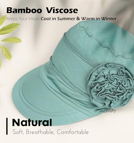 Hachapy Soft Newsboy Cap for Women Slip on Headwear Summer - color: Green