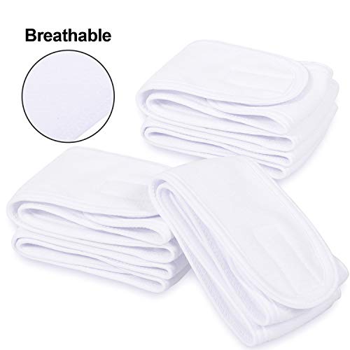 Whaline Spa Facial Headband Head Wrap Terry Cloth Towel, 4 Counts, White | Stretch, for Bath Makeup and Sport - color: Whilte