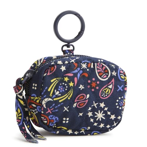 Premium Cotton Zip Earbud Bag Charm - color: Starry Paisley