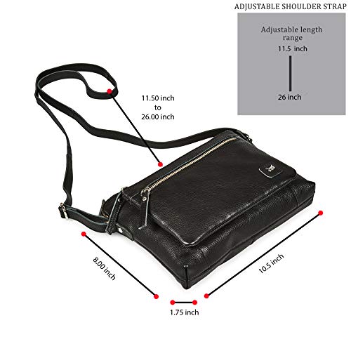 Leather Crossbody Bags for Women Small Soft Genuine Pebbled Sling Shoulder Handbag Crossover Purse with Full Adjustable Strap (Black Nappa) - color: Black Nappa