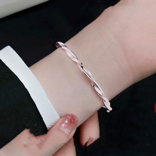 925 Sterling Silver Bracelets Open Adjustable Bangle Bracelet Teardrop Water Drop Cuff Bangles for Women - color: Pattern 5