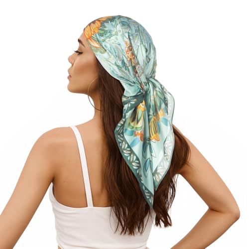 RIIQIICHY Women Head Hair Scarf Like Satin Silk Scarf Sleeping Hair Wrapping Night 27.5" - color: C014