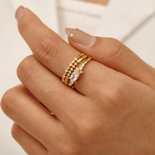 Otxas Dainty Rings for Womem Stackable Ring for Women Size 6-11 Wedding Rings - color: 3PCS, size: 6