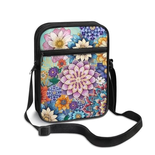 Womens Crossbody Bag Cell Phone Purse Wallet Small Shoulder Handbag for Workout Travel Gym - color: Coloured Mandala