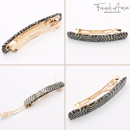 French Amie Small Opera 2 1/4 inch Celluloid Handmade Automatic Hair Clip Barrette - (Opera) - color: Opera