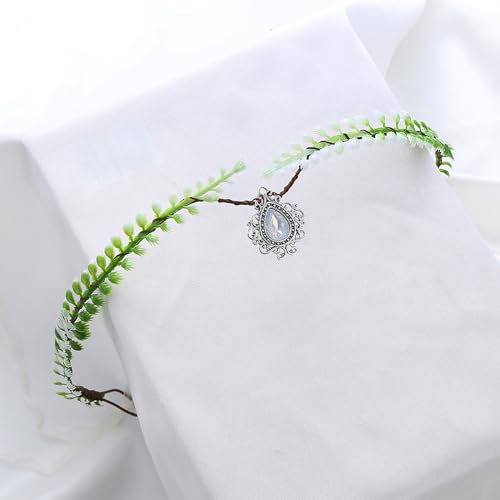 Vivivalue Fairy Flower Crown Women Even Headband Floral Headpiece Woodland Forest Circlet Halloween Renaissance Wedding Bridal Cosplay Prom Photo Props Green - color: 4