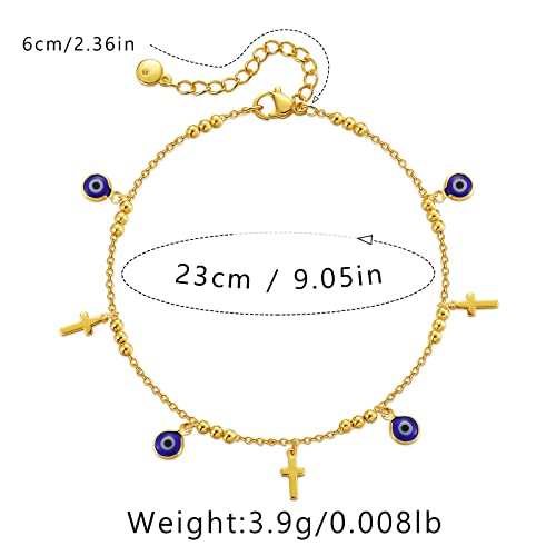 Yumikoo 18k Gold Plated Anklet Ankle Bracelets for Women - style: Evil Eye