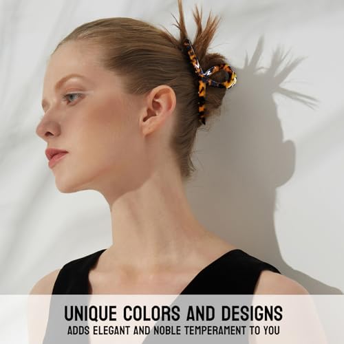 MEDOCA Large Metal Hair Clips - Strong Hold Gold Clips for Thick Locks - Leopard Print Claw Clips for Women and Girls | Strong hold acetate alloy accessories, non slip daily hairpin, elegant French style decoration for thick long curly hair - color: 1.Yel
